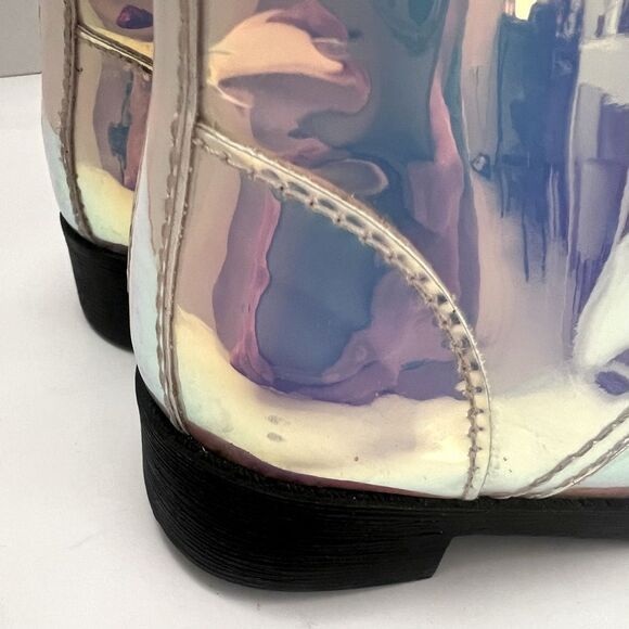 Wonder Nation Iridescent Combat Booties Toddler Sz 4 Moto Techno‎ Comfort Shoes - Picture 8 of 14